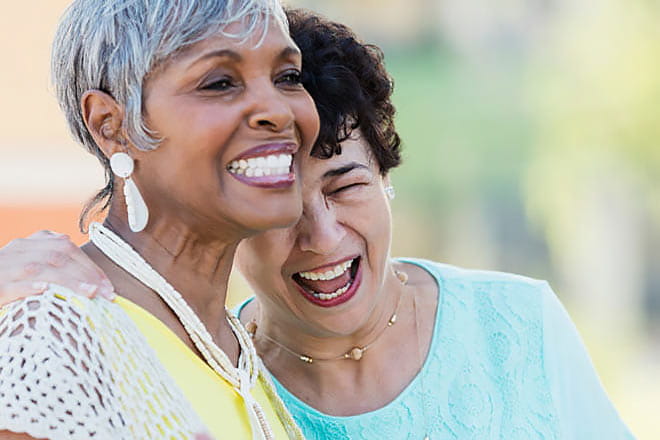 Ladies enjoying time together in the park.